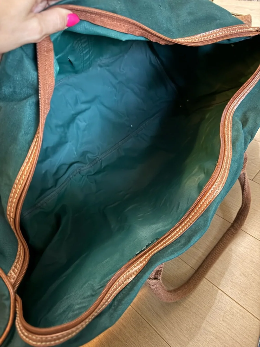 Polo Ralph Lauren Green Canvas Weekender Bag with Brown Trim